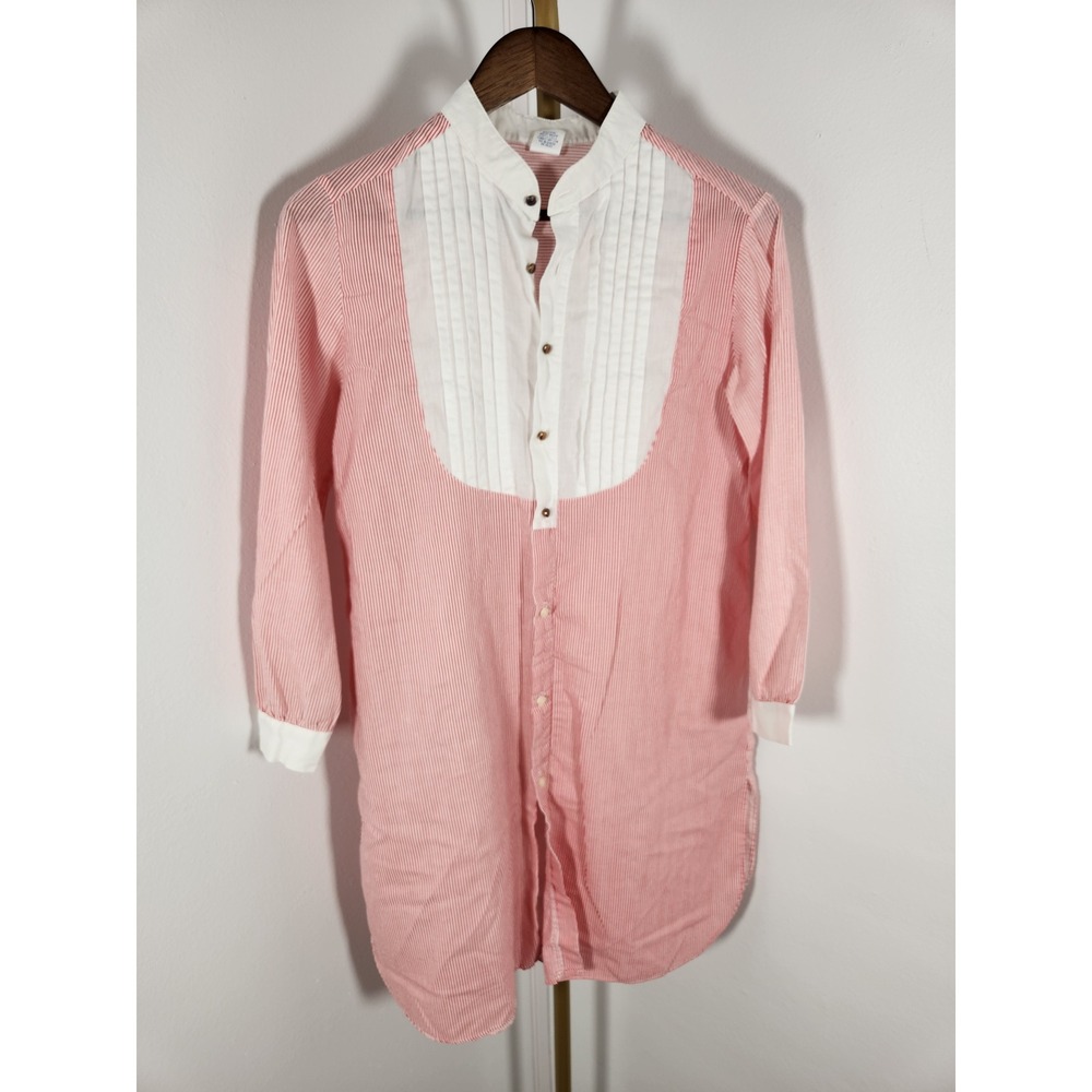 Vintage 1950s Jodie Arden Womens Red Pinstripe Sleep Shirt‎ Tunic Size Small